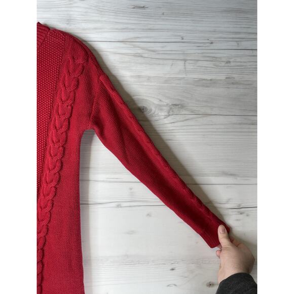 Gap Kids Sweater Dress Girls XL 12-13 Red Cable Knit Cotton Long Sleeve Warm - Picture 3 of 10